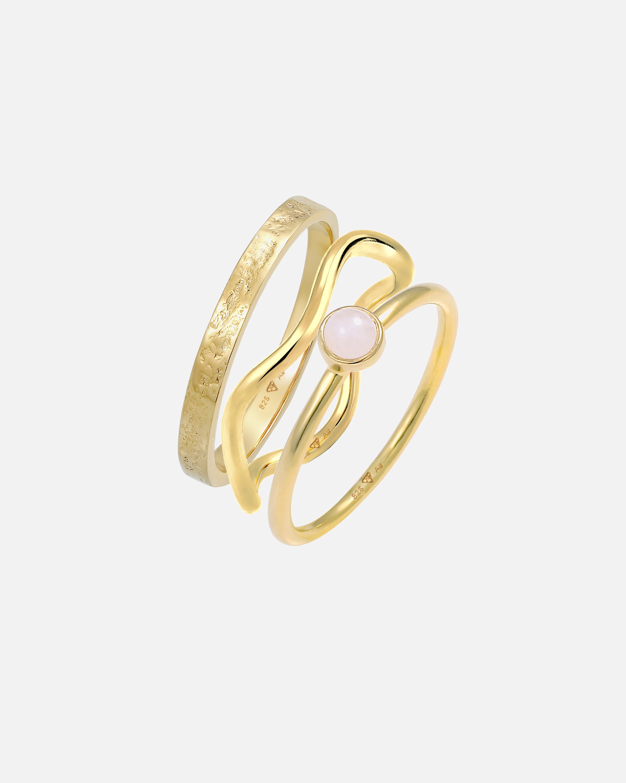 Elli PREMIUM Elli PREMIUM Bague Femmes Pile Solitaire Set avec Quartz Rose en argent sterling 925