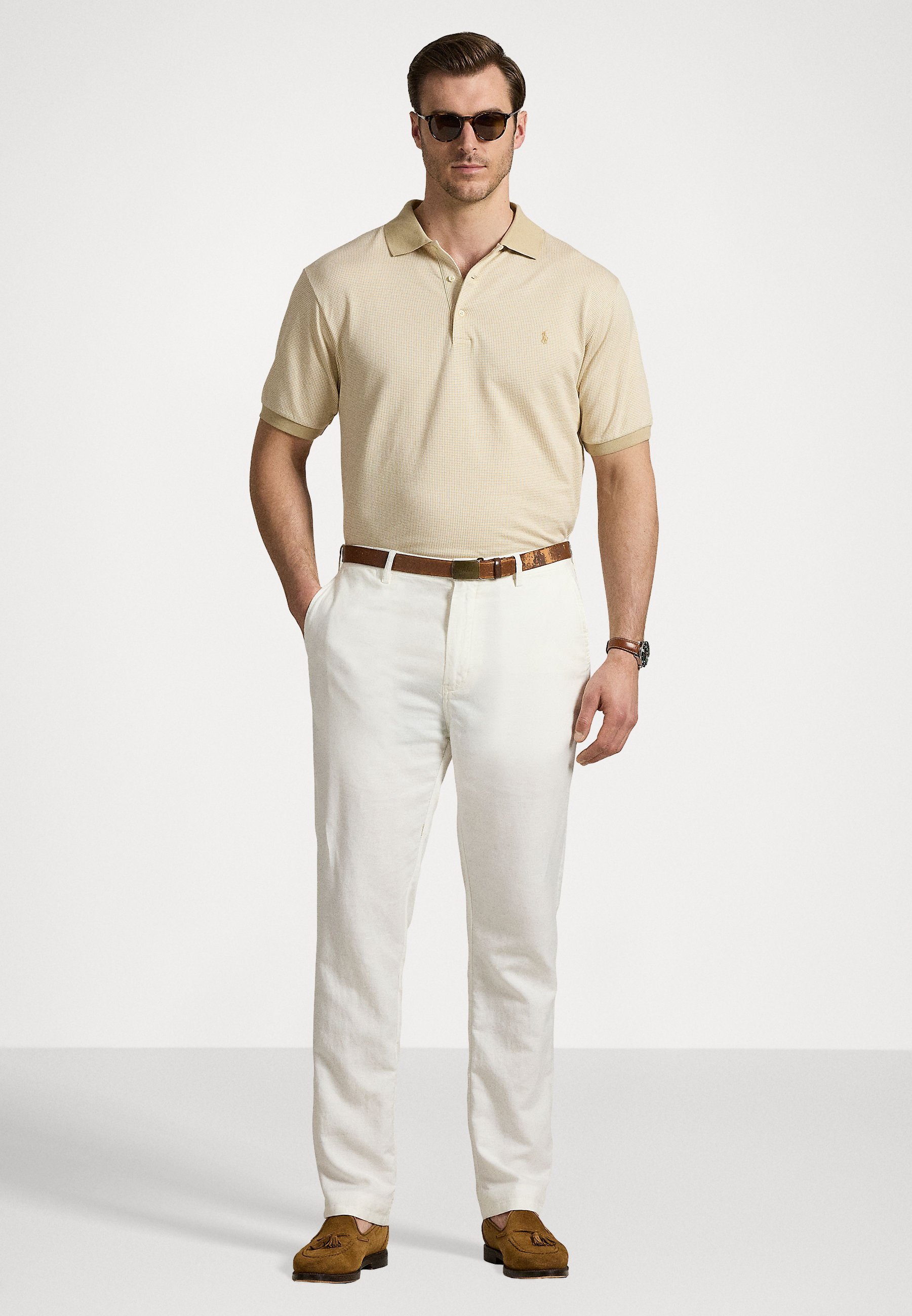 Polo Ralph Lauren Big & Tall POLO SHIRT IN JERSEY A PANNOCCHIO - Polo shirt - sabbia/bianco
