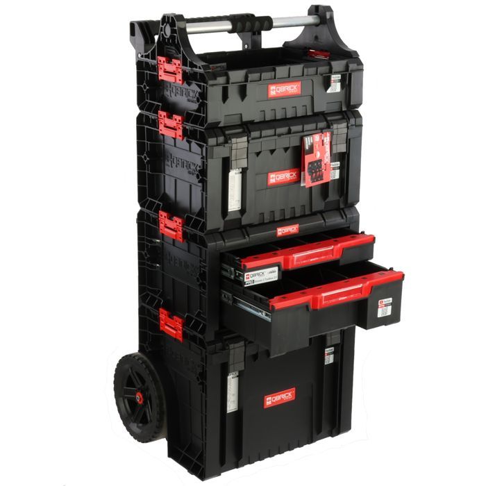 Caja de herramientas modular - PRO - Juego de almacenamiento con ruedas - Altura 139 cm - 7 compartimentos - Aluminio
