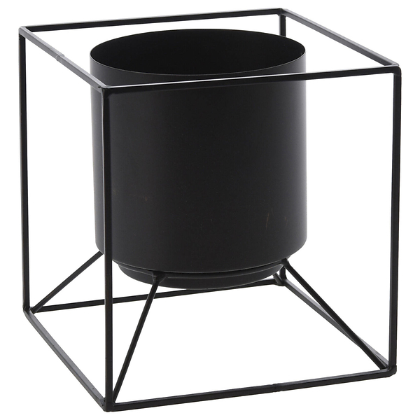 Doniczka na stojaku Cube metalowa 18 cm czarna