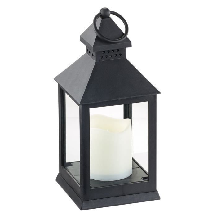 Lanterne LED - Lunartec - Noir - Effet flamme vacillante - Lot de 2 - Minuteur intégré