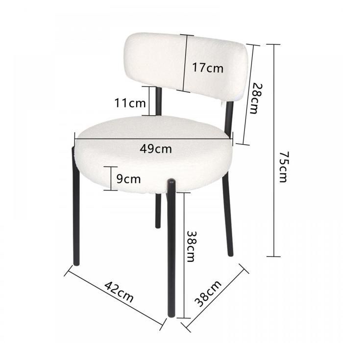 MIPAN. Juego de 4 sillas de comedor de terciopelo blanco Teddy - Sillas de cocina con patas de metal y respaldo curvo.