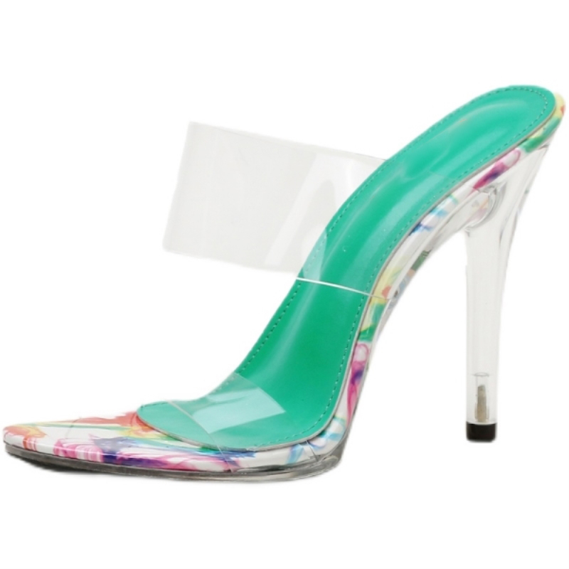 New Women Heels Transparent Stiletto Heels Women Pumps Sexy Clear High Heels Ladies Gladiator Sandals Summer Slippers Women