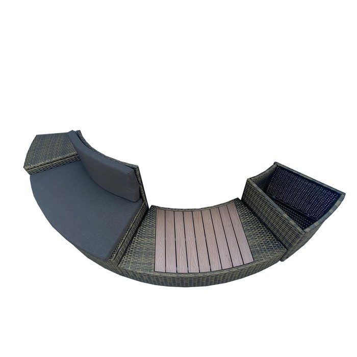 BESTWAY Ronde spa-ombouw van antracietgrijs rotan, 200 cm