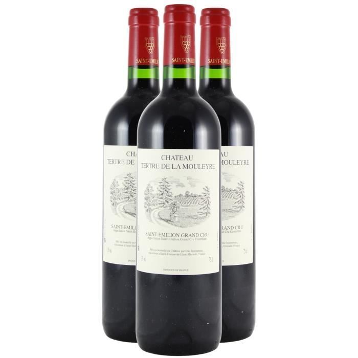 Château Tertre De La Mouleyre Rouge 2019 - Lot de 3x75cl - Vin Rouge de Bordeaux - Appellation AOC Saint-Emilion Grand Cru