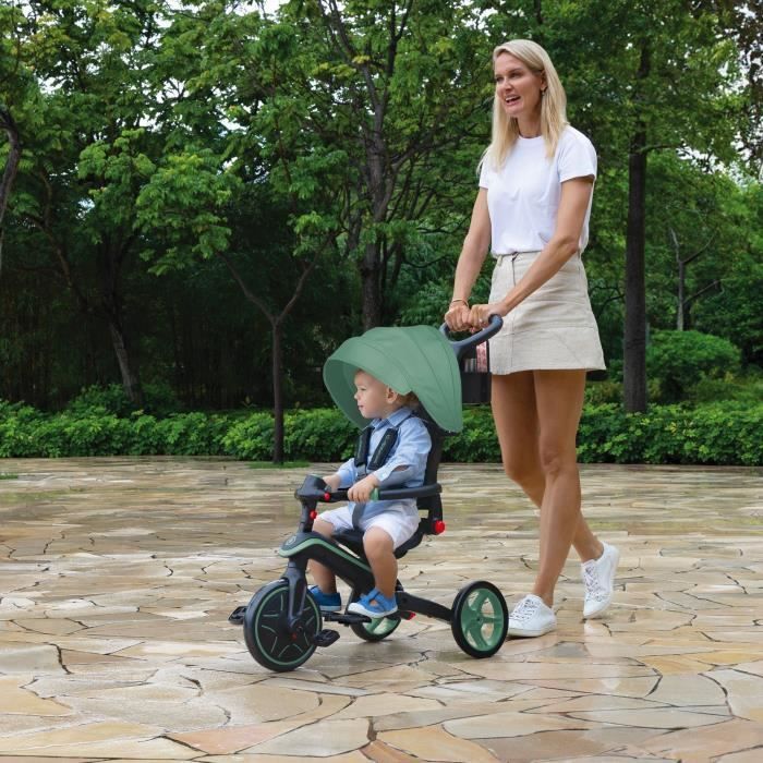 Triciclo Globber EXPLORER 4 em 1 Conversível e Dobrável - Verde Oliva