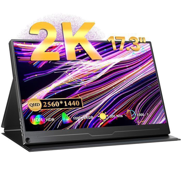 UPERFECT – 1440p/2K-Gaming-Monitor, 100 % sRGB, 17,3-Zoll-Display, tragbar, VESA-kompatibel