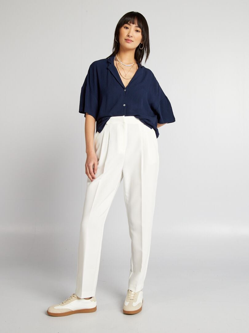 Crêpe blouse met korte mouwen - ZWART