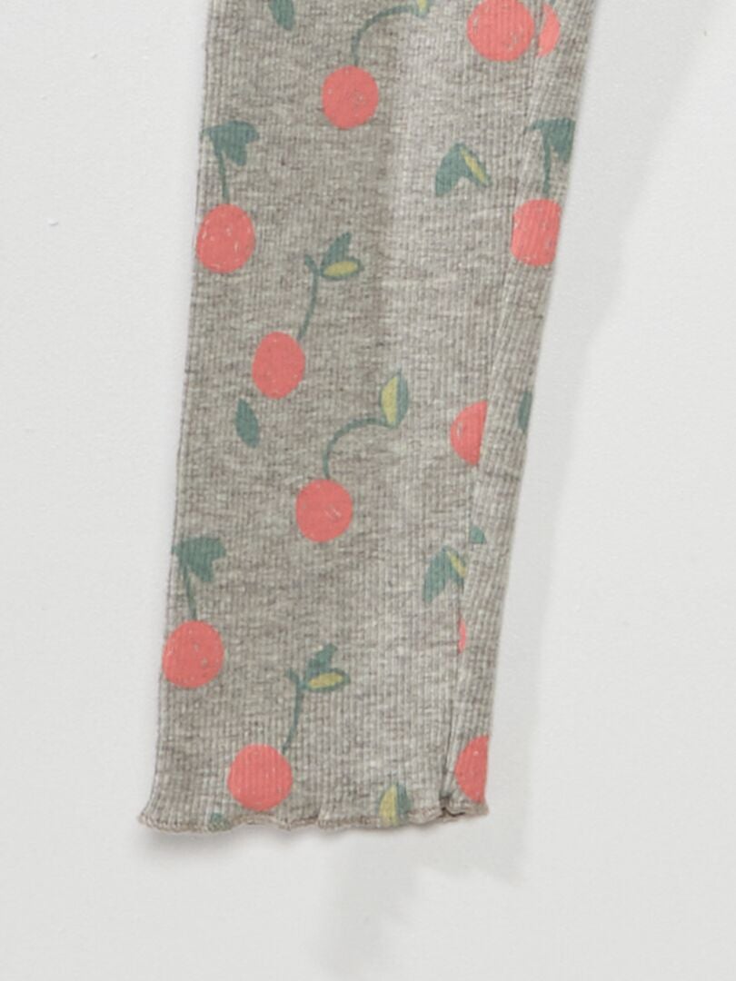 Bedrukte ribgebreide legging - ROZE