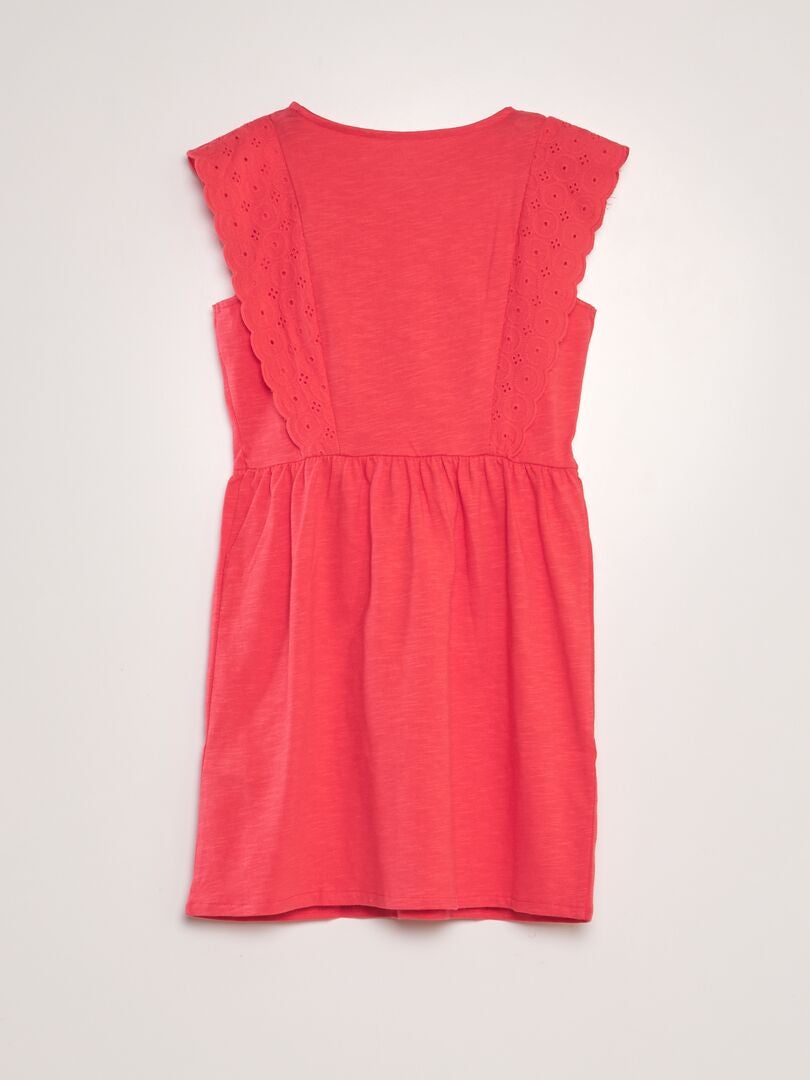 Jurk met Engelse borduursteken - ROZE