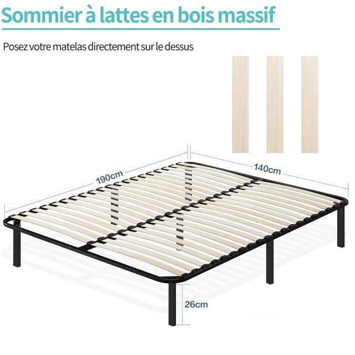 Base de cama de 140x190cm - Frixovel - 7 patas - Somier de láminas - 28 láminas - Fácil montaje