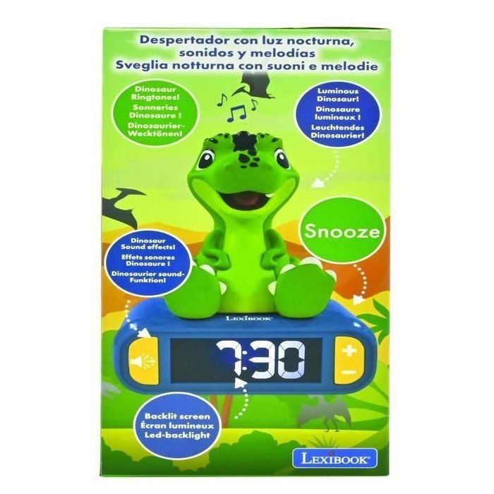Lexibook - Dinosaur Digital Alarm Clock - With nightlight and sound effects