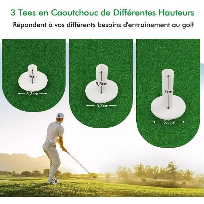 GYMAX Golf Mat 1.5 x 1M with 3 Tees, Golf Training Mat with 2 Tee Positions for Indoor and Outdoor Use