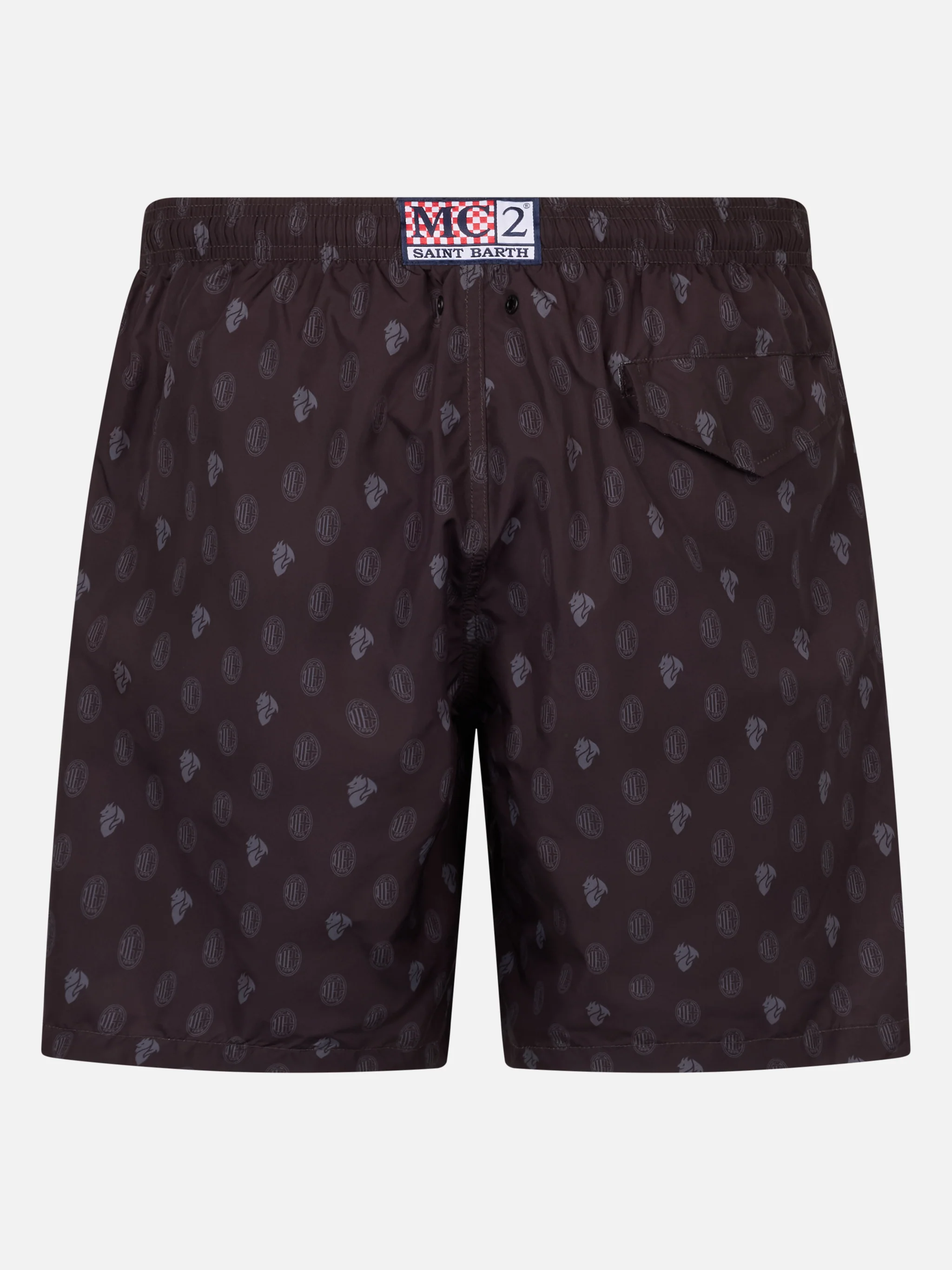 Man Lighting Swim Shorts | Milan Logo Print & Patch | AC Milan Special Edition | Quick Drying | Lightweight Fabric | MC2 Saint Barth