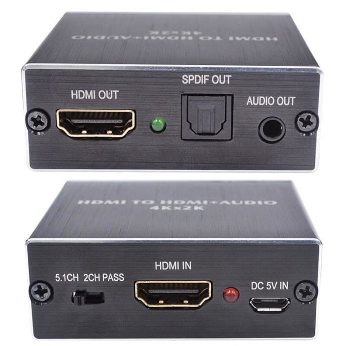 HDMI compatible stereo audio extractor, TOSLINK SPDIF optical converter + 3-way audio splitter adapter