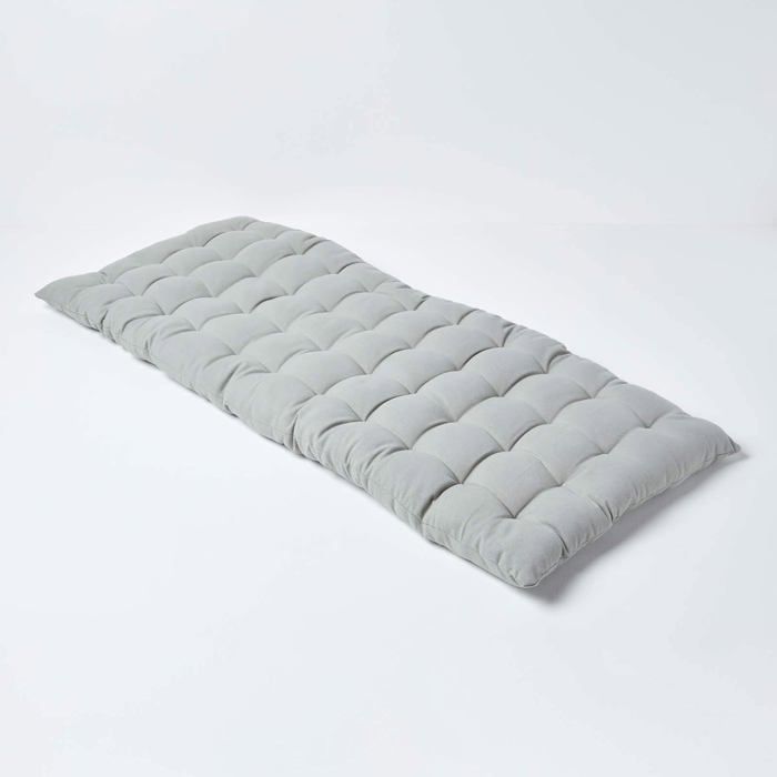 Cojín para banco de jardín - HOMESCAPES - Gris - 108 x 42 x 5 cm - Alfombra - Algodón y poliéster - Exterior