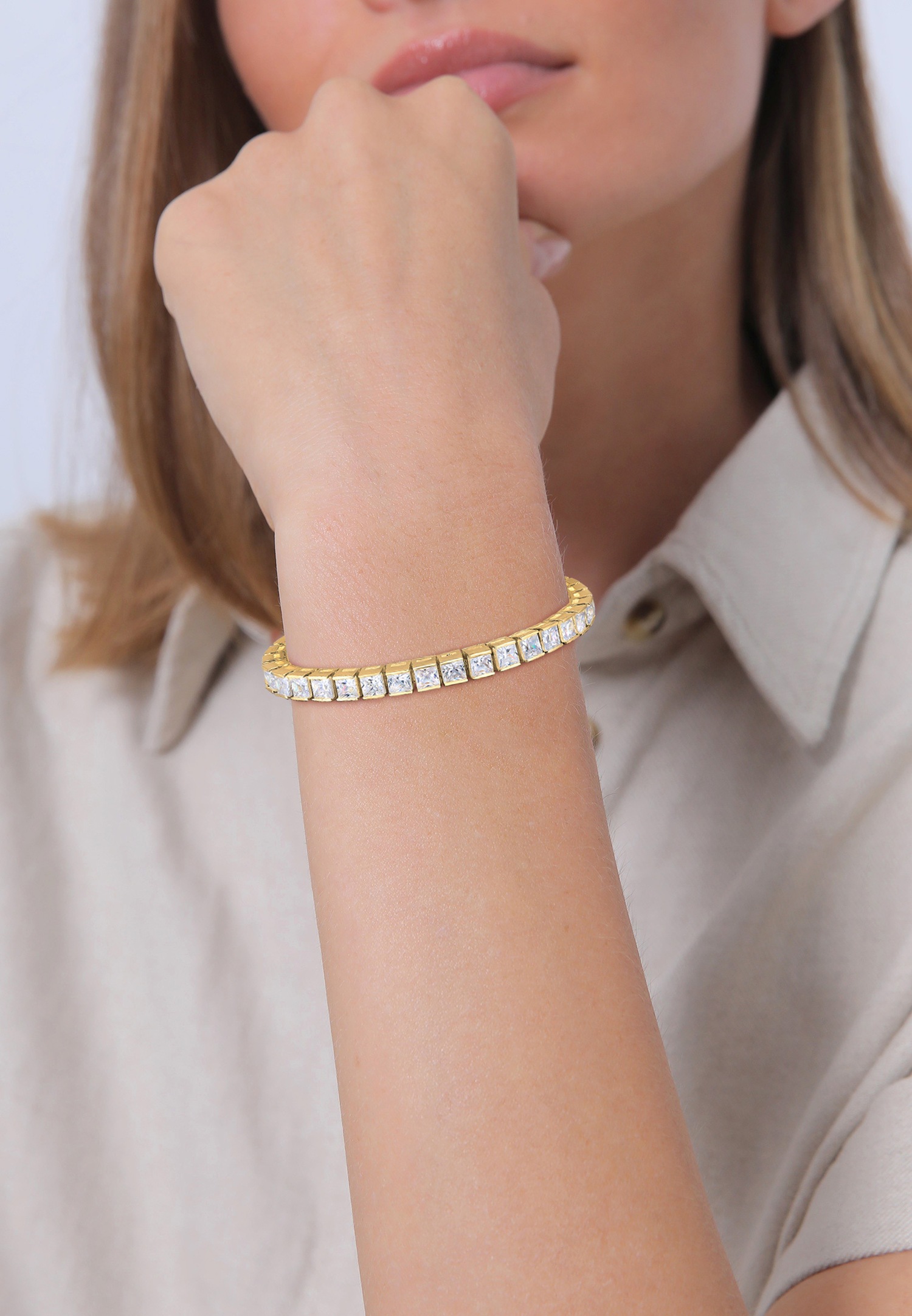 Elli PREMIUM Classique Zircone Bracelet Femme (925/1000) Argent