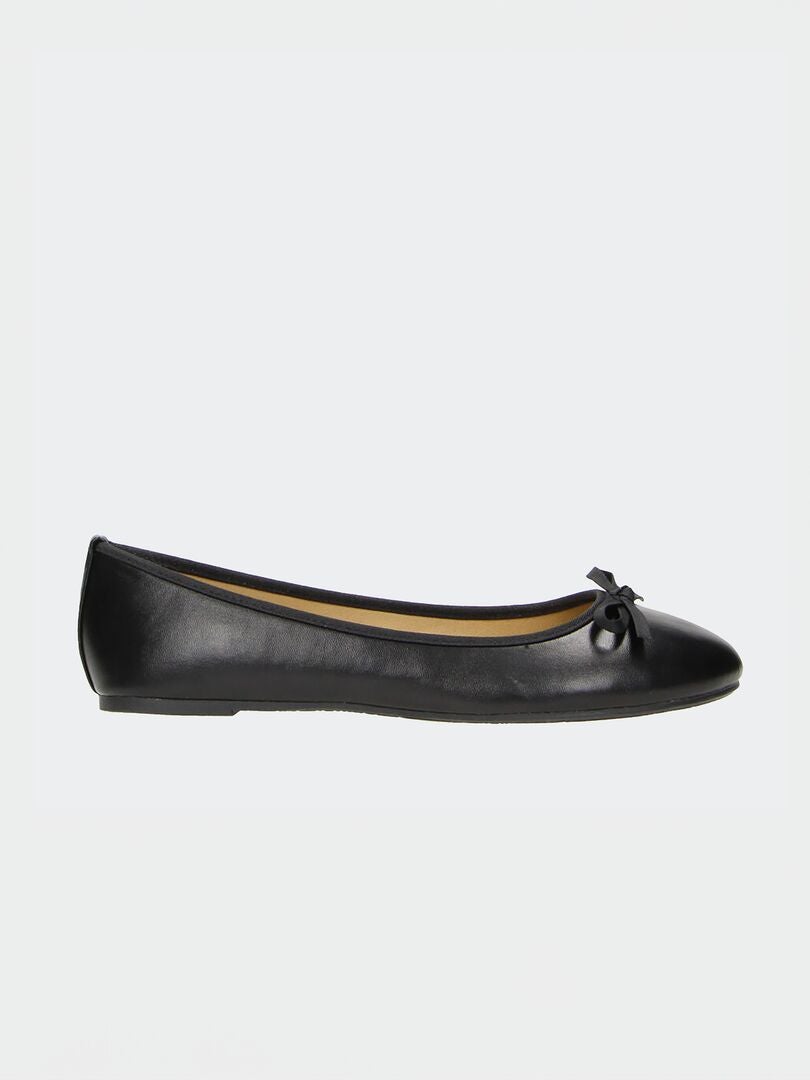 Ballerina's met strik met patroon - ZWART