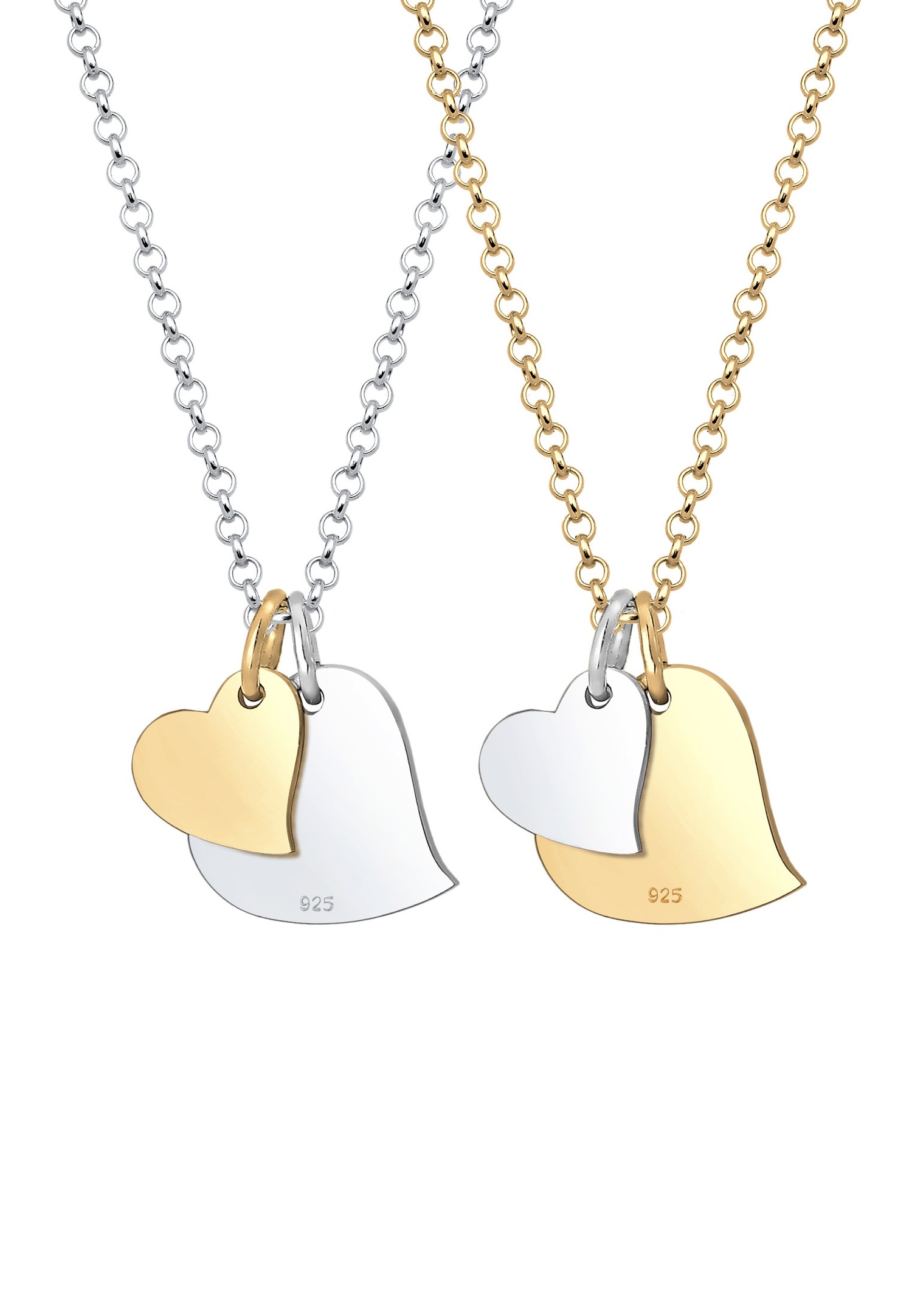 Elli Femmes Mère Fille Set avec pendentif cœur en bicolore mat en argent sterling 925
