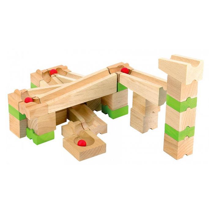 Jeujura Wooden Construction Set - Marble Run - 40 Pieces