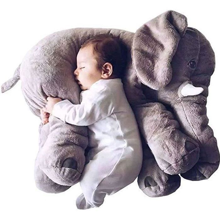 Suaves juguetes de animales con forma de elefante, almohada de peluche para bebés, cojín de peluche para niños (gris, 60 cm)