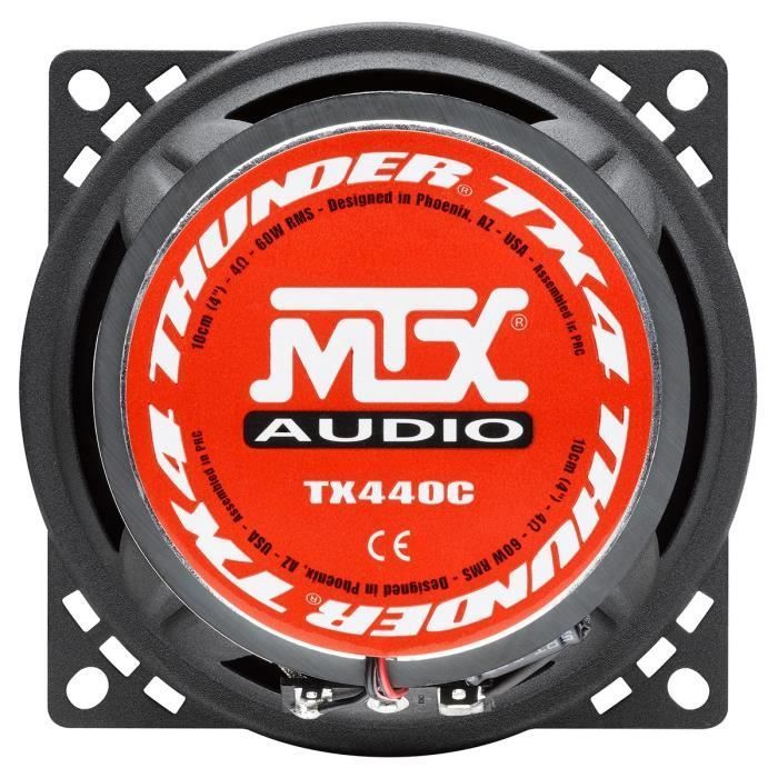 MTX TX440C Altoparlanti coassiali per auto a 2 vie da 10 cm, 60 W RMS, con 4 coni in pasta di cellulosa