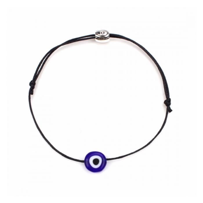 Bracelet - Oeil turc - Mixte - Taille universelle - Verre - Couleur bleu et noir
