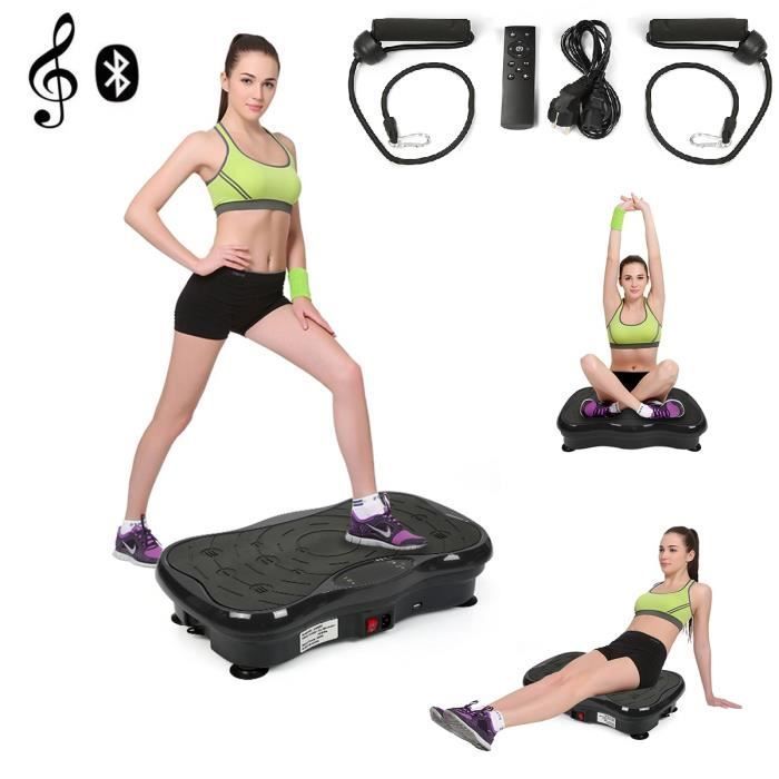Plateforme Vibrante Noir Willonin® Entraînement de Fitness avec Bandes de Résistance et Bluetooth