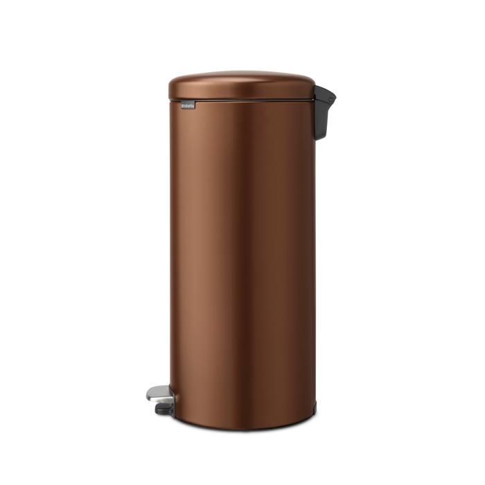 Cubo de basura con pedal Brabantia NewIcon, 30 litros, cierre suave, cubo de plástico - Bronce cálido