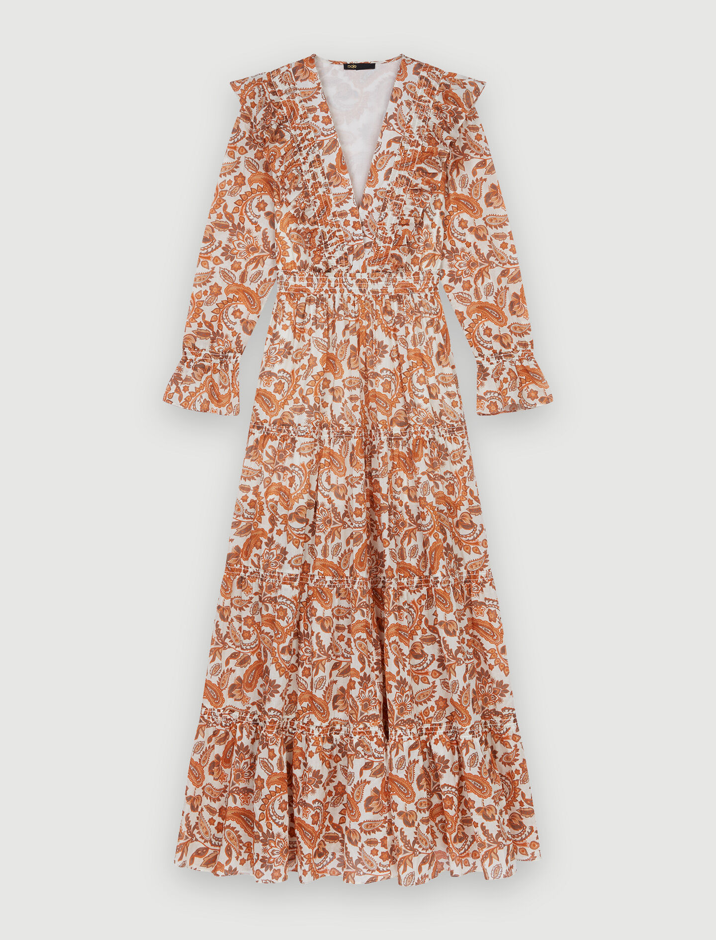 Rochie din bumbac cu imprimeu - Portocaliu