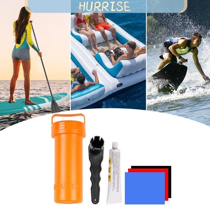 Kit di riparazione Tbest in PVC per gommoni, kit di riparazione con toppe in PVC e colla, accessori (vuoto), arancione