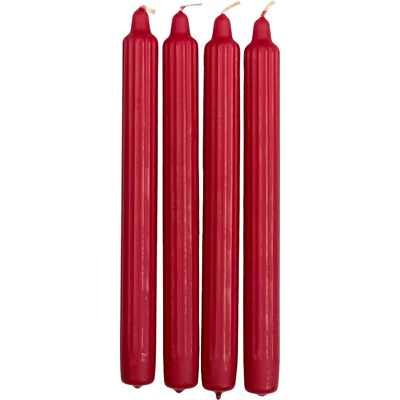 Vie Selected Kronelys 4-pak 24 cm rillet petroleumsrød