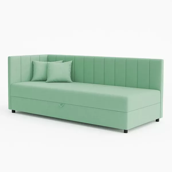 Tapczan łóżko jednoosobowe z pojemnikiem do salonu Sofaro 80x180 Miętowe
