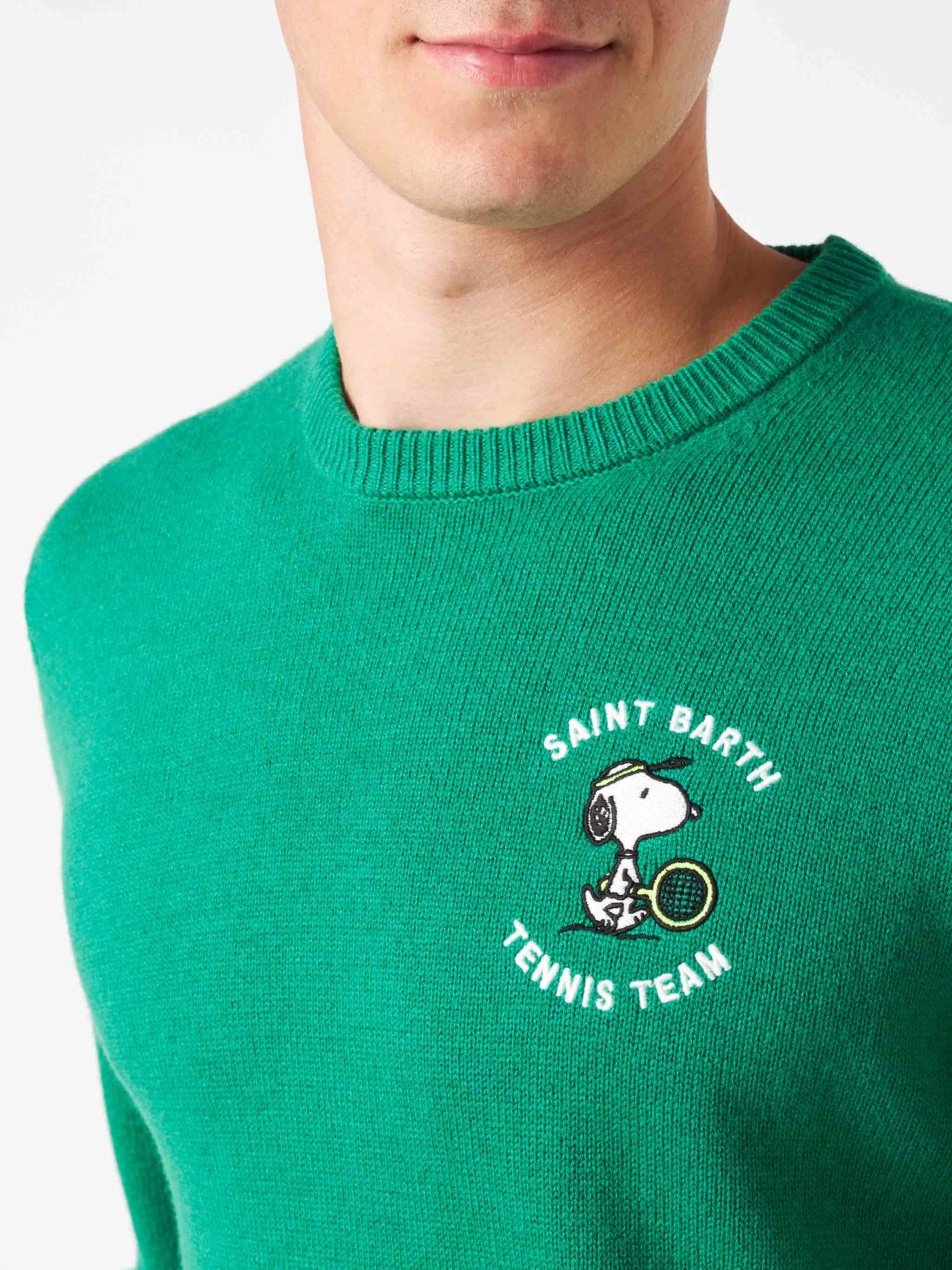 Maglione da uomo girocollo con stampa jacquard tennis Snoopy | SNOOPY
