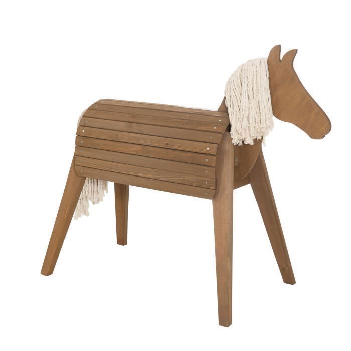Caballo de exterior - ROBA - Caballo de jardín grande - Madera maciza - Teca - 2 en 1