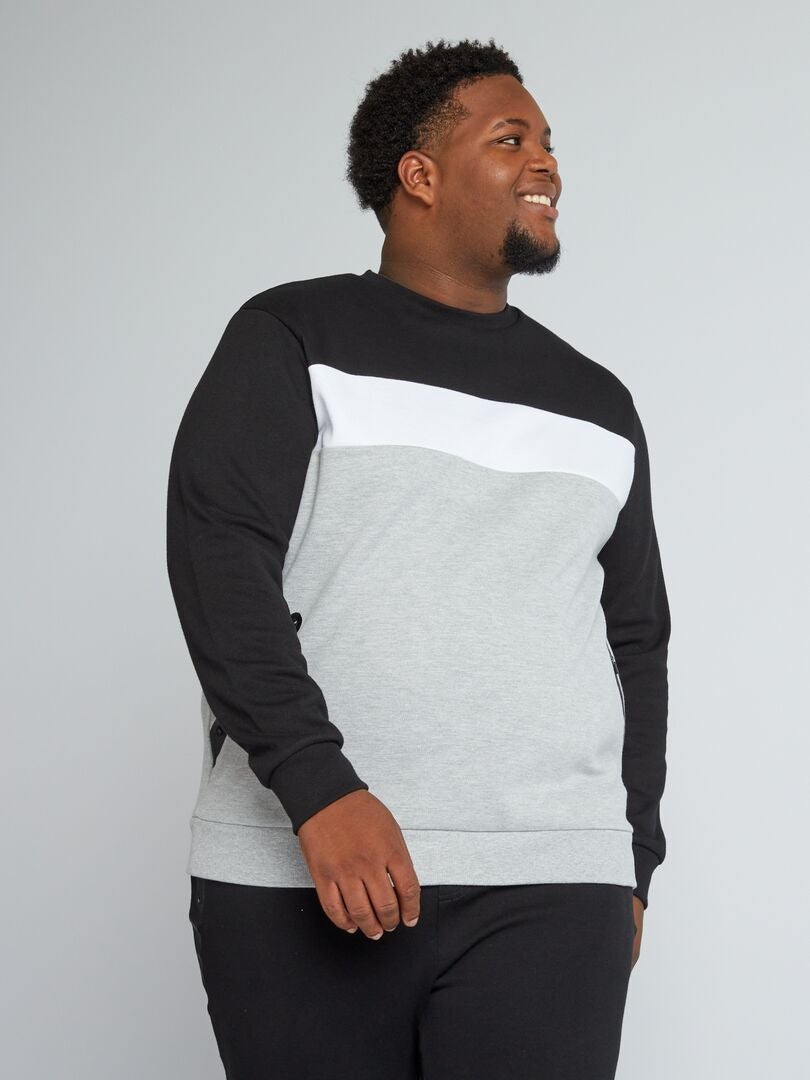 Sweatshirt van katoenen piqué met zakken - Zwart
