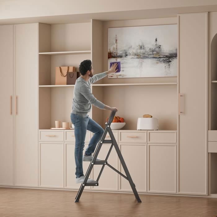 Opvouwbare ladder - FLASIDU - Model 9038 - IJzer - Maximale belasting 150 kg - Extra groot voetplatform