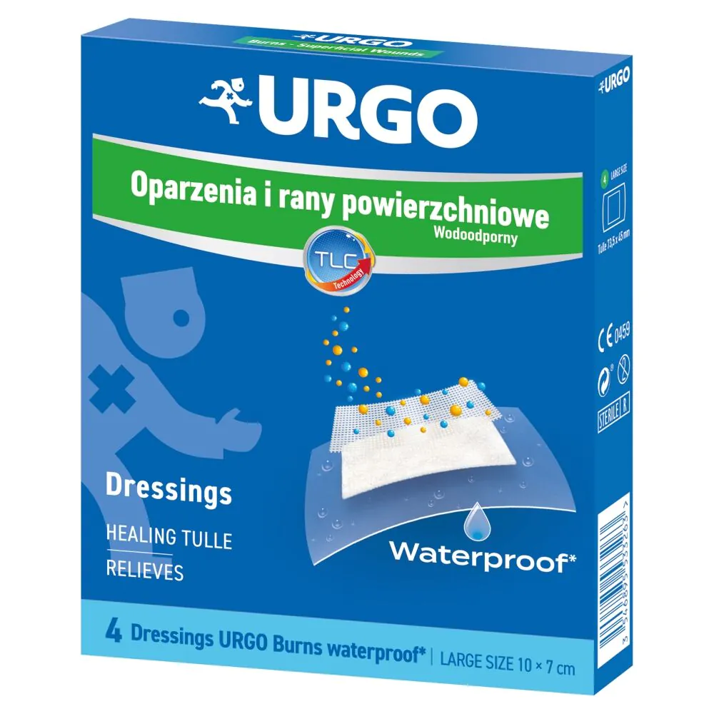 Urgo, Oparzenia i rany powierzchniowe, Opatrunek wodoodporny, 7x10cm