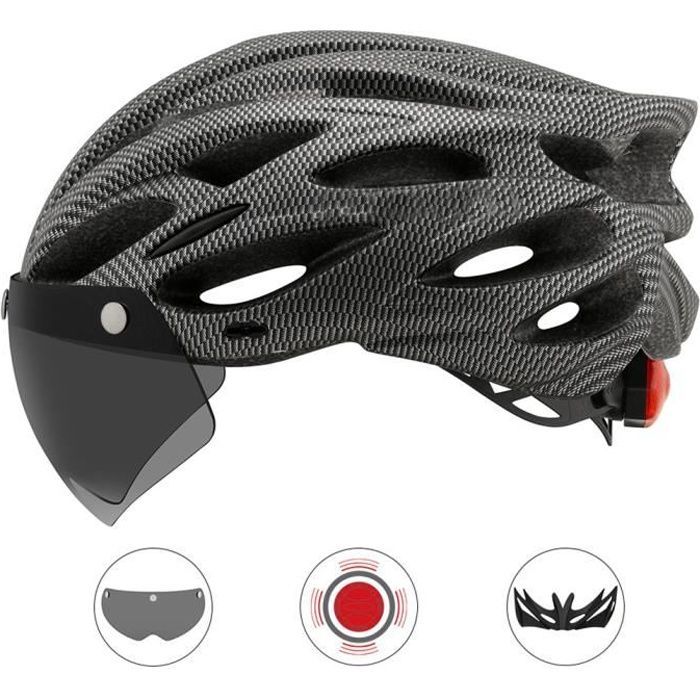 Casco de bicicleta - SURENHAP - Rithok - Visera extraíble - Luz de advertencia - Adulto - Gris