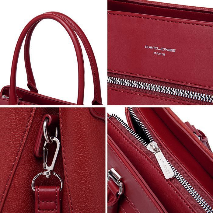 David Jones - Elegante bolso de mano para mujer - Bolso tote de piel sintética con correa para el hombro/bandolera - Múltiples compartimentos - Azul