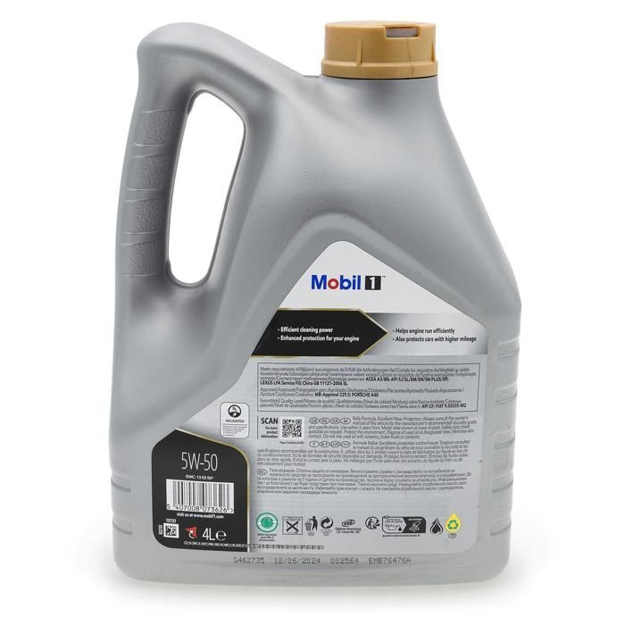 Aceite para motocicletas Mobil 1 FS X1 5W50 de 4 litros MB ExxonMobil