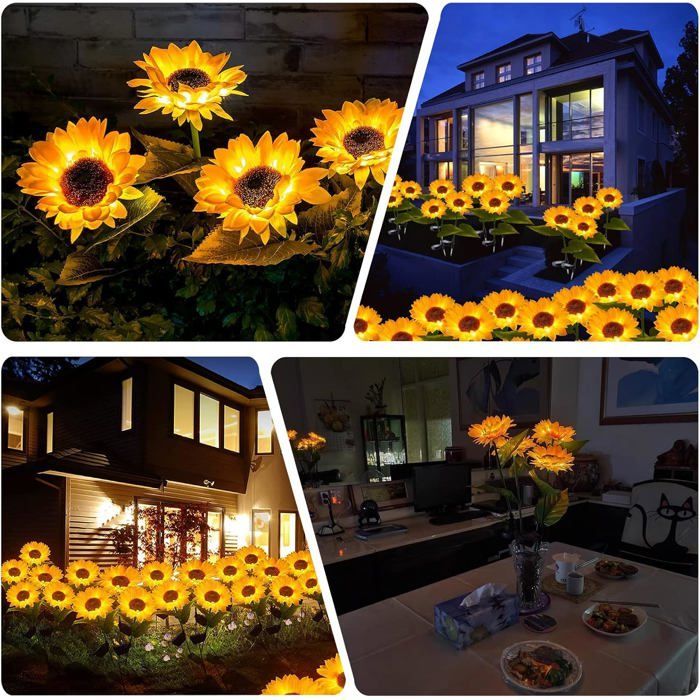 luces solares para decoración exterior, luces solares para flores, decoración de jardín - Lámpara solar impermeable - Decoración