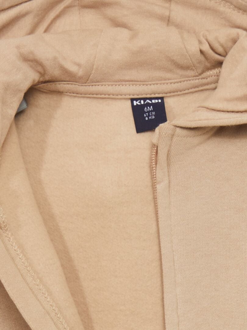 Trui met rits van fleece - BEIGE