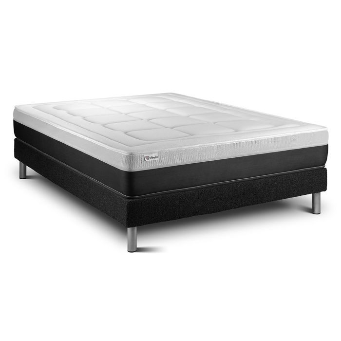 Conjunto de colchón y base de cama de 200x200 cm - Vital Form Negro