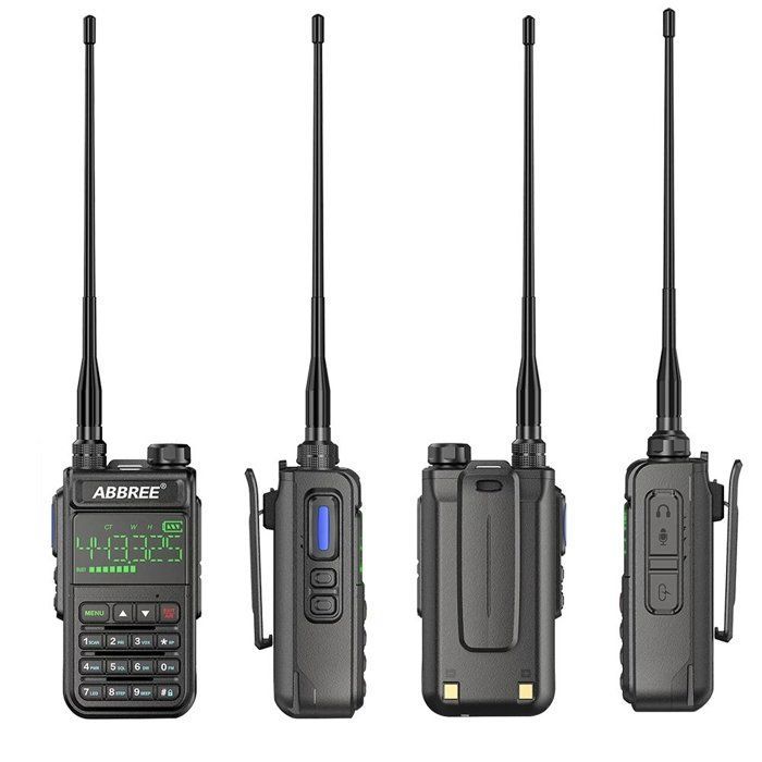 Walkie-talkie Abbree AR-518 - Radio de doble banda de 128 canales con pantalla LCD a color, función de emergencia DTMF SOS, color naranja.