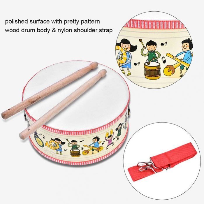 Instrumento de percusión - GIGICIAL - Tambor infantil - Madera - Compacto - Correa de transporte