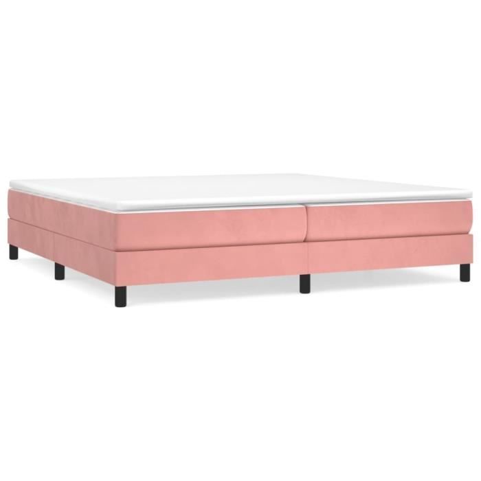 Gestoffeerde bedbodem - AKOZON - 200x200 cm - Roze fluweel - Met vering - 2-zits