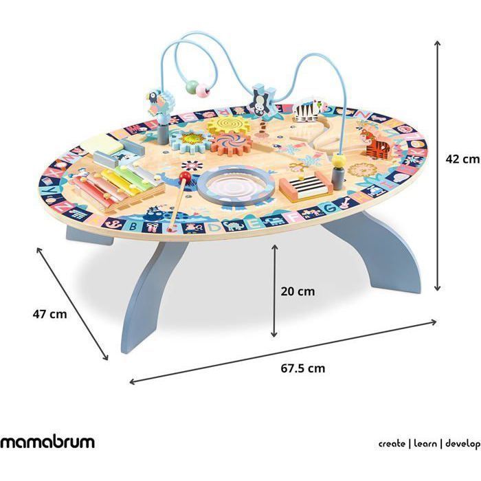 Table Multi-jeux- Table d'activités éducative  7 en 1 Musicale - Jouet Montessori Multifonctionnel Sensoriel - Labyrinthe