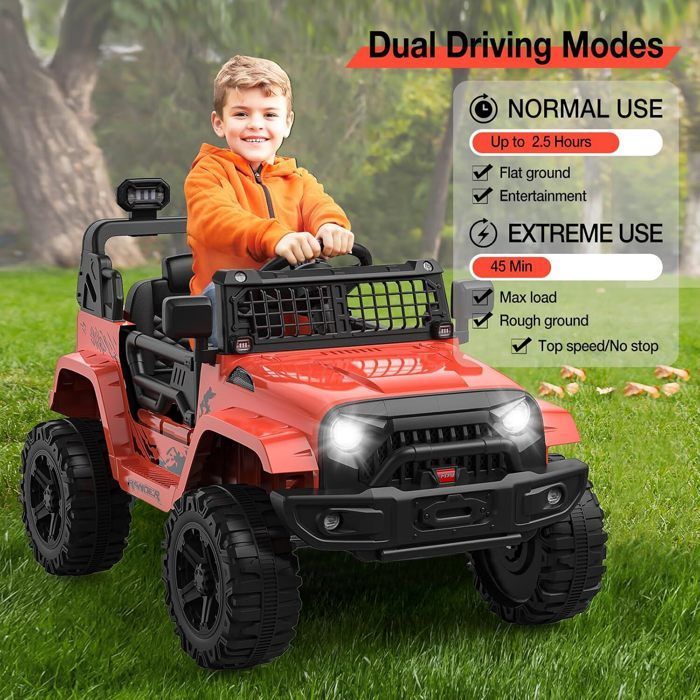 Voiture Électrique Enfant - PROMIRACAL - 12V Batterie 4,5Ah - Moteur S390 - Ceinture Sécurité & LED - Télécommande Incluse - Orange