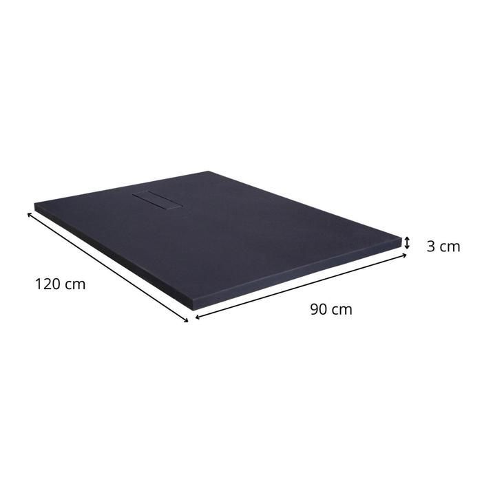 Piatto doccia SOMA extrapiatto effetto pietra, grigio antracite - Scarico incluso